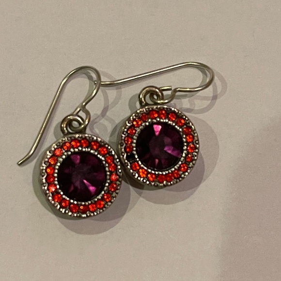 Patricia Locke silver/orange-red/purple stones - Picture 1 of 2